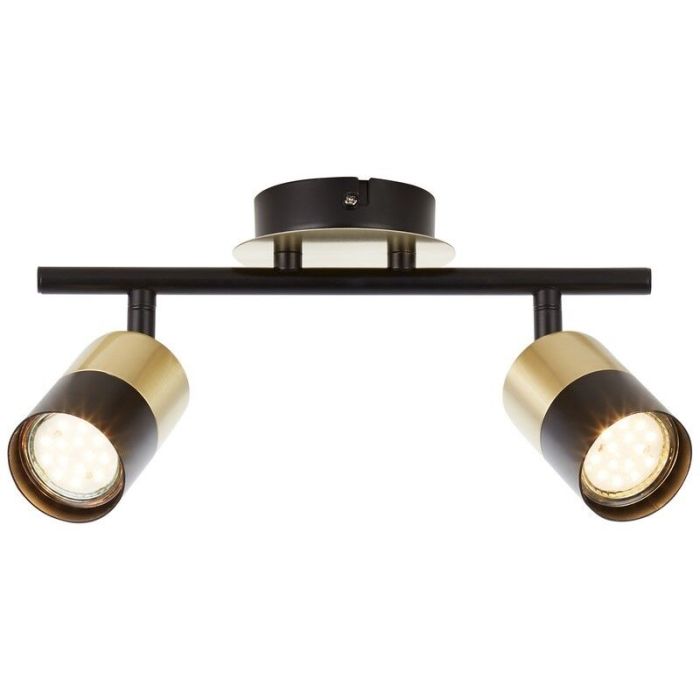 Moderne plafondlamp Cato, Geborsteld Messing, zwart