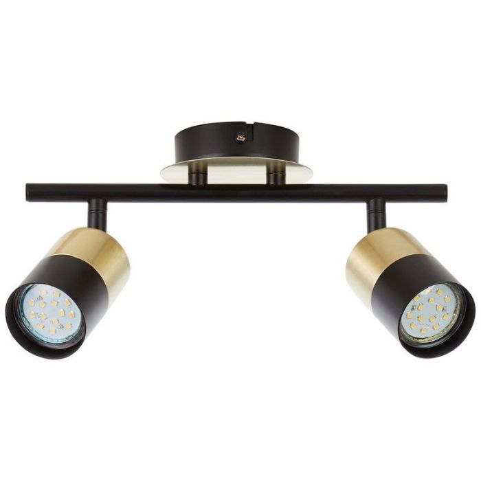 Moderne plafondlamp Cato, Geborsteld Messing, zwart