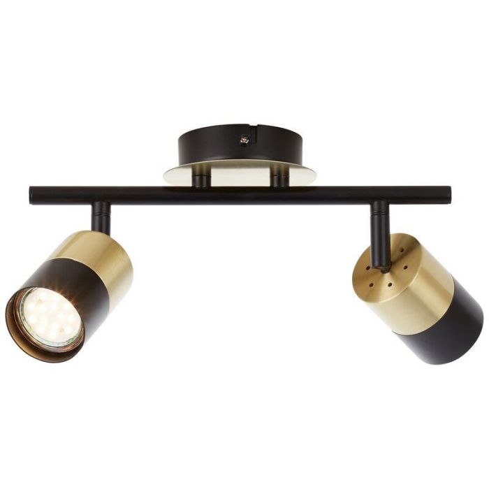 Moderne plafondlamp Cato, Geborsteld Messing, zwart