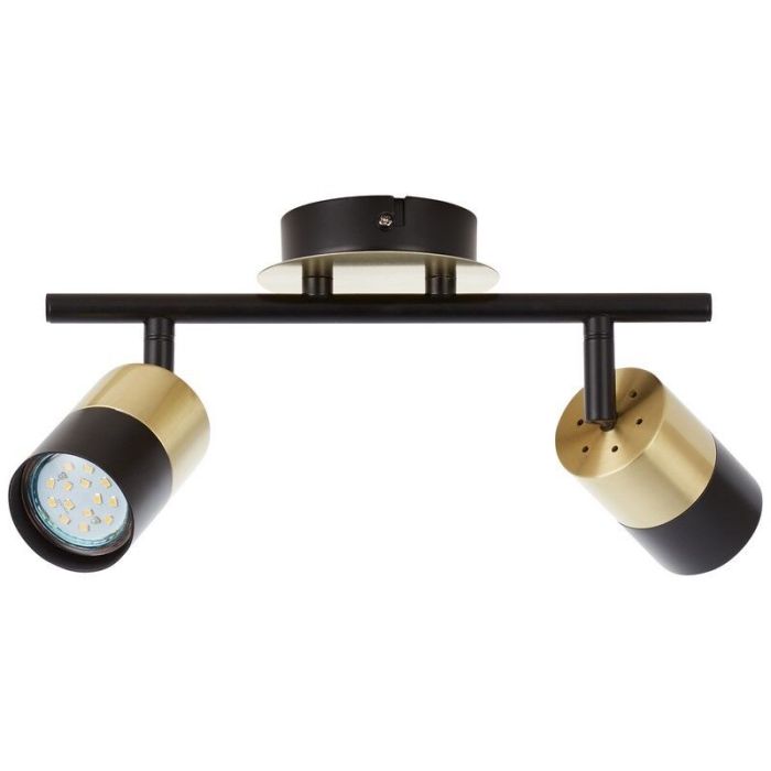 Moderne plafondlamp Cato, Geborsteld Messing, zwart