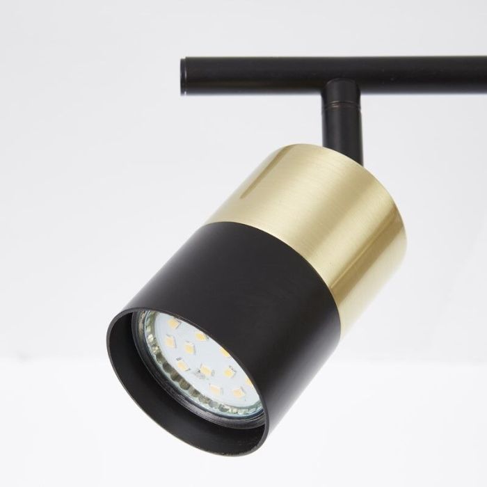 Moderne plafondlamp Cato, Geborsteld Messing, zwart