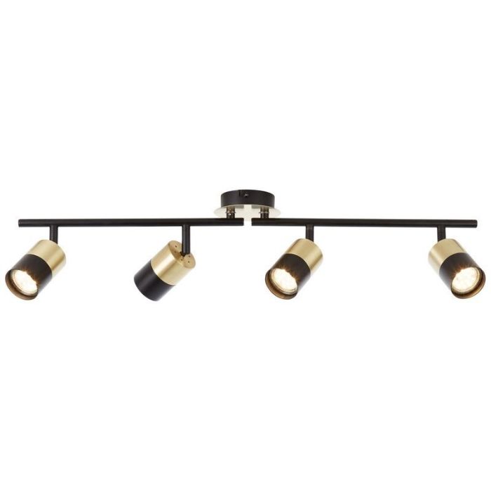 Moderne plafondlamp Cato, Geborsteld Messing, zwart