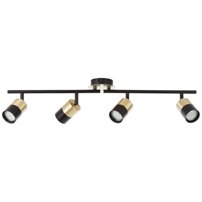 Moderne plafondlamp Cato, Geborsteld Messing, zwart