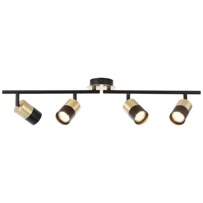 Moderne plafondlamp Cato, Geborsteld Messing, zwart