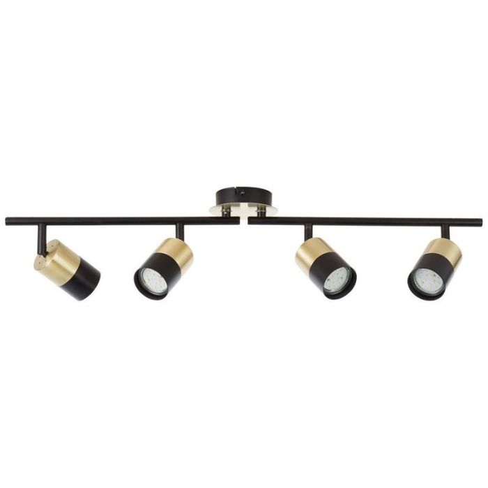 Moderne plafondlamp Cato, Geborsteld Messing, zwart