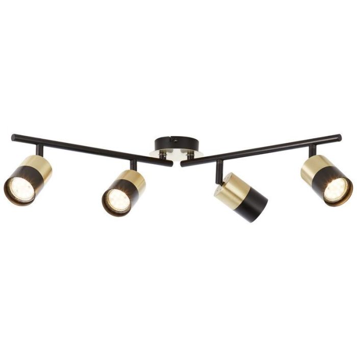 Moderne plafondlamp Cato, Geborsteld Messing, zwart