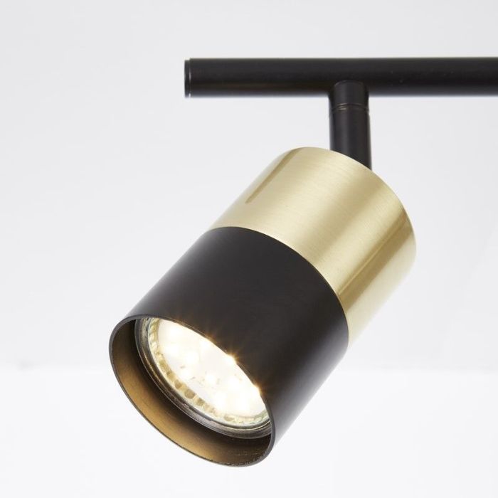 Moderne plafondlamp Cato, Geborsteld Messing, zwart