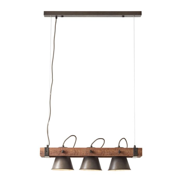 Industriële hanglamp Audrey, zwart, hout