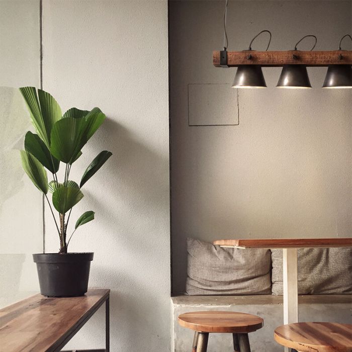 Industriële hanglamp Audrey, zwart, hout