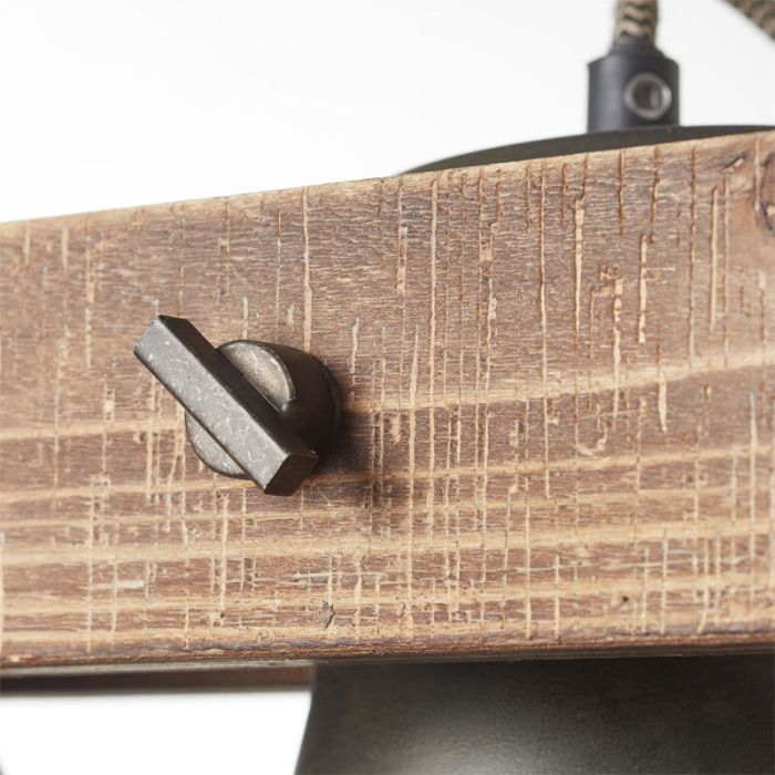 Industriële eettafel hanglamp Audrey, zwart, hout