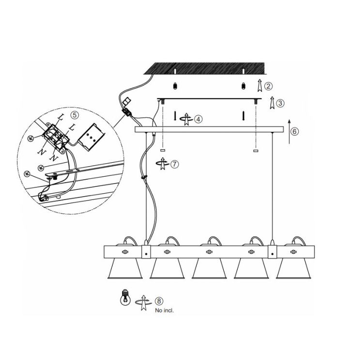 Industriële eettafel hanglamp Audrey, zwart, hout