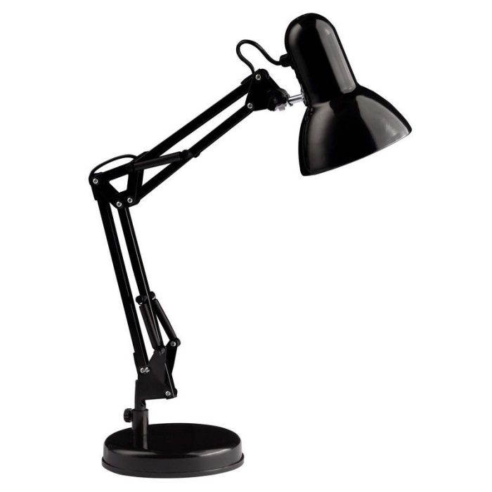 Industriële bureaulamp zwart, Naline, met schakelaar