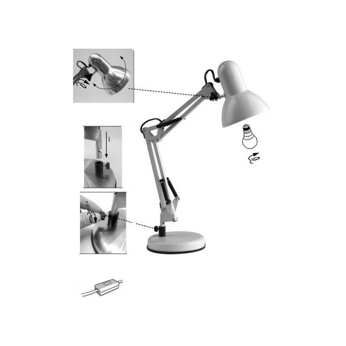 Industriële bureaulamp chroom, Naline, met schakelaar