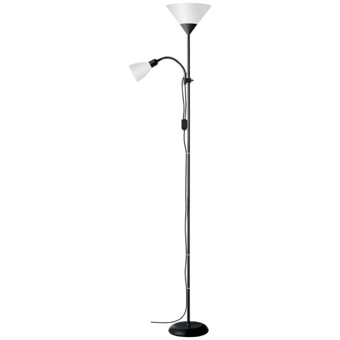 Aluminium staande leeslamp zwart, Josephina, met schakelaar
