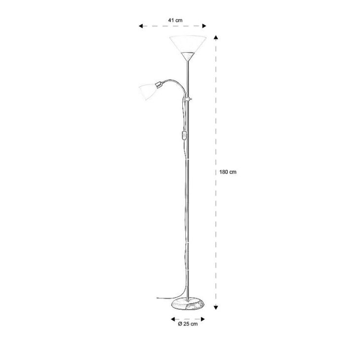 Aluminium staande leeslamp zwart, Josephina, met schakelaar
