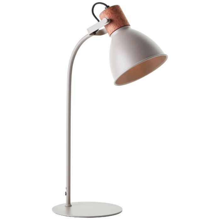 Landelijke tafellamp taupe, Thalina, met schakelaar