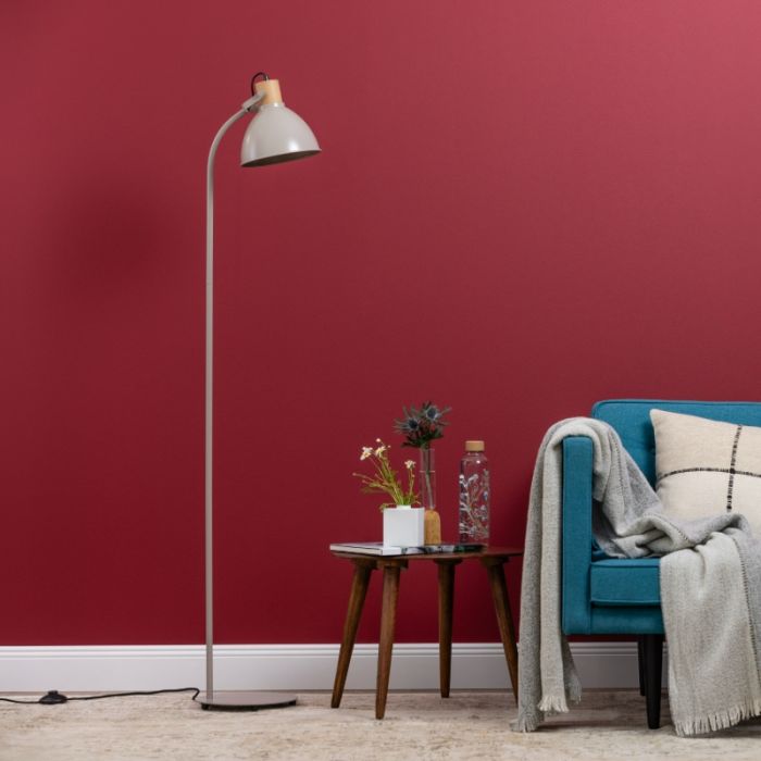 Landelijke vloerlamp taupe, Thalina, met schakelaar