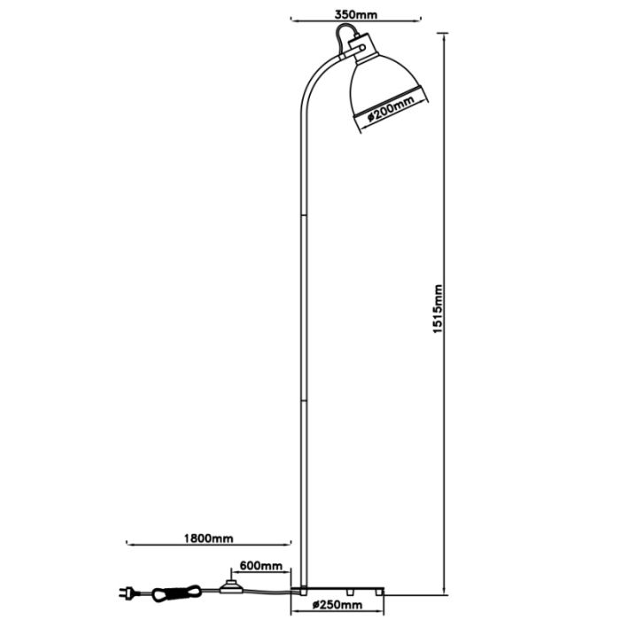 Landelijke vloerlamp taupe, Thalina, met schakelaar
