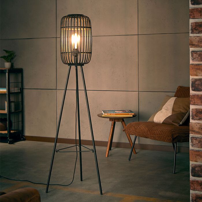 Moderne Vloerlamp Brain, zwart, hout