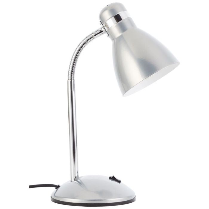 Kunststof bureaulamp zilver, Santana, met schakelaar