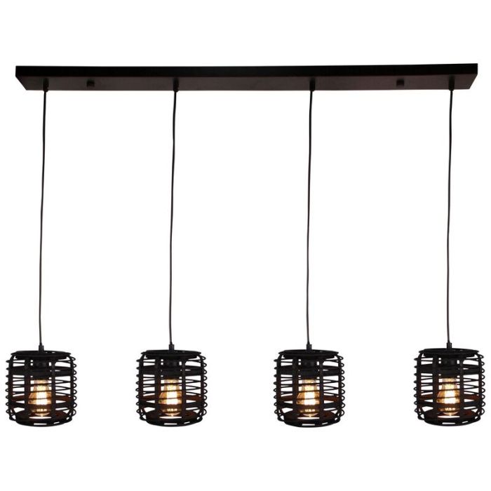 Landelijke eettafel hanglamp Deacon, Metaal