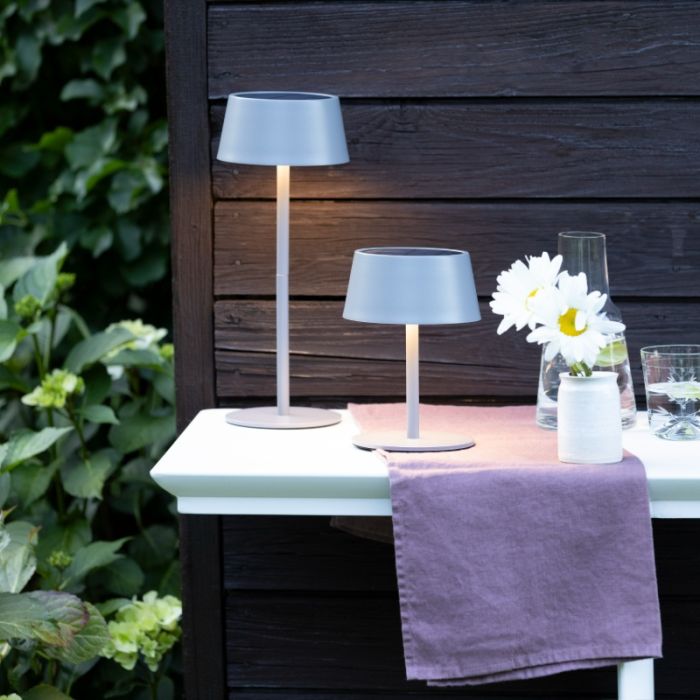 Moderne buiten wandlamp op zonne-energie grijs, Soumaya, 4W, 3000K LED, IP44, 3-staps dimbaar
