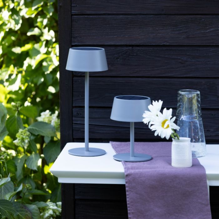 Moderne buiten wandlamp op zonne-energie grijs, Soumaya, 4W, 3000K LED, IP44, 3-staps dimbaar