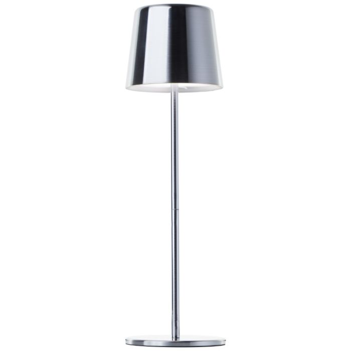 Moderne oplaadbare buiten tafellamp nikkel, Skander, 4W, warm tot koud wit verstelbare LED, IP44, met touchdimmer