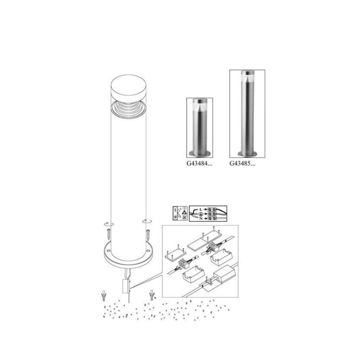 Kunststof buitenlamp chroom, Samuel, 1W, 6500K LED, IP44