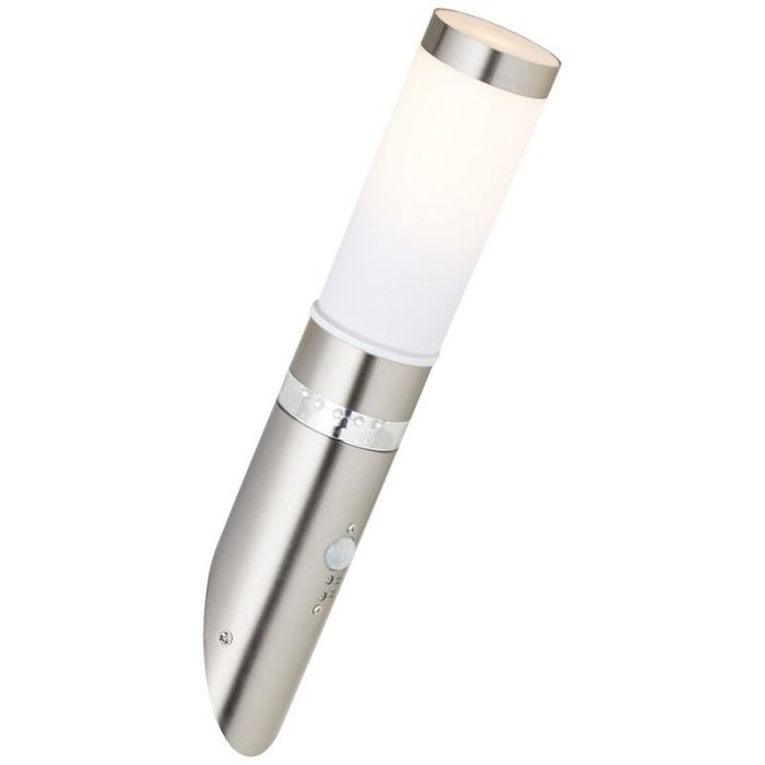 Kunststof buiten wandlamp met bewegingssensor chroom, Sage, 4W, 3000K LED, IP44