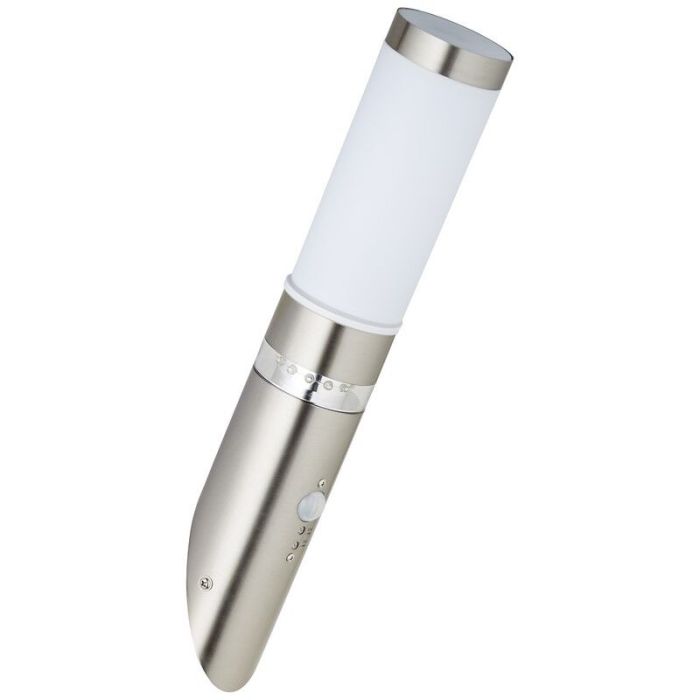 Kunststof buiten wandlamp met bewegingssensor chroom, Sage, 4W, 3000K LED, IP44