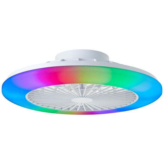 Moderne plafondventilator wit, Sofieke, 40W, RGBW LED, met afstandsbediening