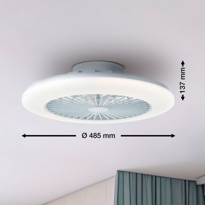 Moderne plafondventilator wit, Sofieke, 40W, RGBW LED, met afstandsbediening