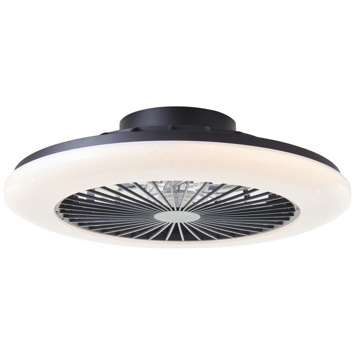 Moderne plafondventilator zwart, Sofieke, 40W, RGBW LED, met afstandsbediening