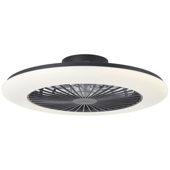 Moderne plafondventilator zwart, Sofieke, 48W, RGBW LED, met afstandsbediening