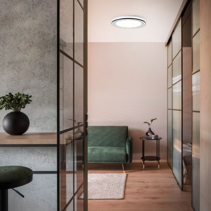 Moderne plafondlamp zwart, Merlijn, 36W, white switch LED, met afstandsbediening