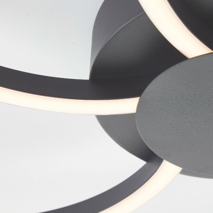 Design plafondlamp zwart, Somia, 32W, warm tot koud wit verstelbare LED, met afstandsbediening