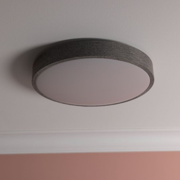 Landelijke plafonnière grijs, Soeraya, 24W, 3000K LED, 3-staps dimbaar