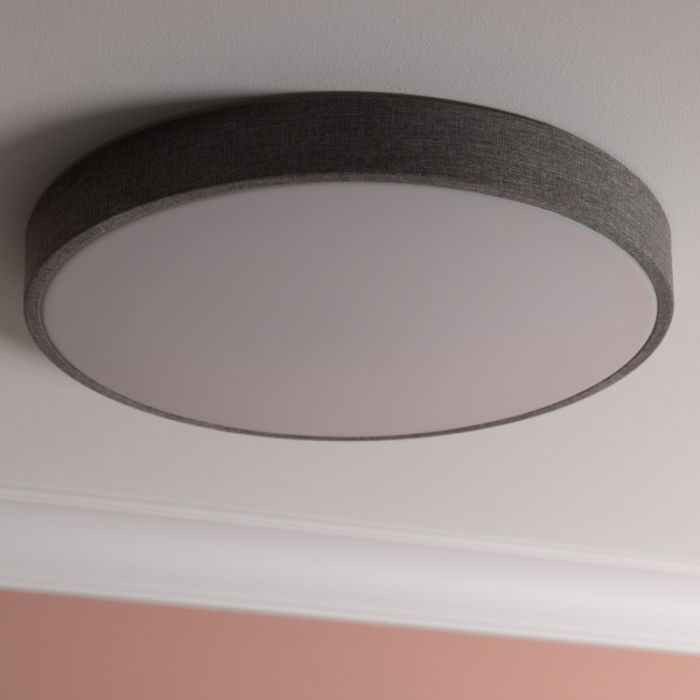 Landelijke plafonnière grijs, Soeraya, 36W, 3000K-6500K LED, met afstandsbediening