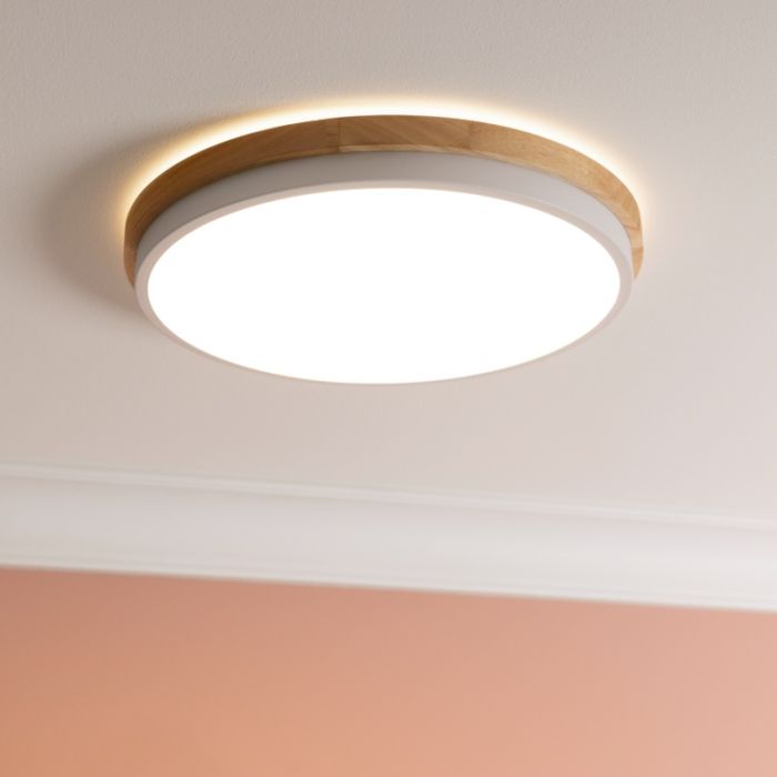 Moderne plafondlamp hout, Marloes, 24W, 3000K LED, 3-staps dimbaar