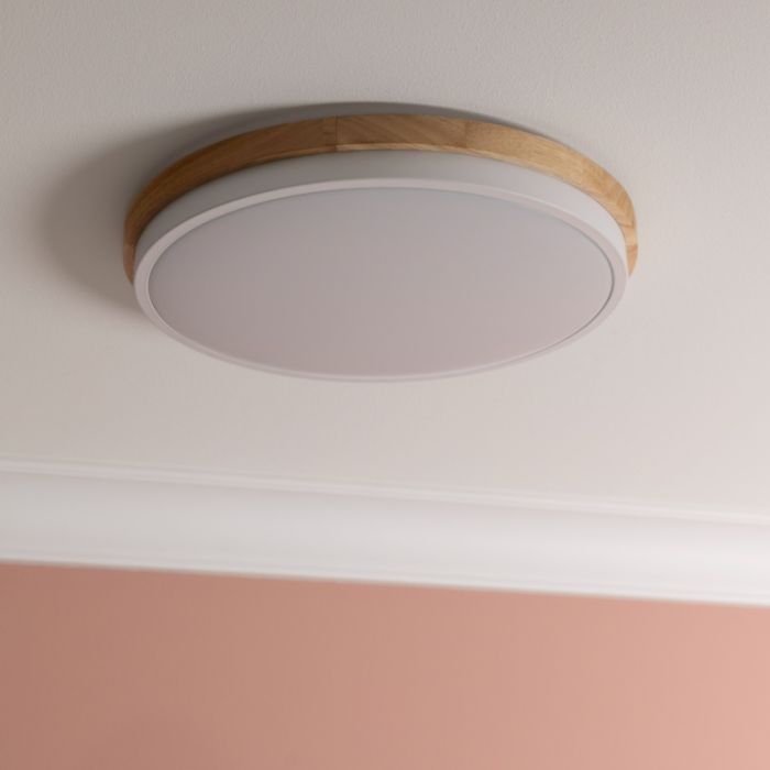 Moderne plafondlamp hout, Marloes, 24W, 3000K LED, 3-staps dimbaar