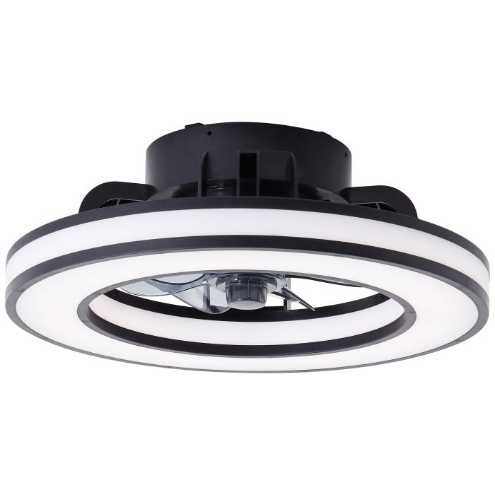 Moderne plafondventilator zwart, Yari, 26W, RGBW LED, met afstandsbediening