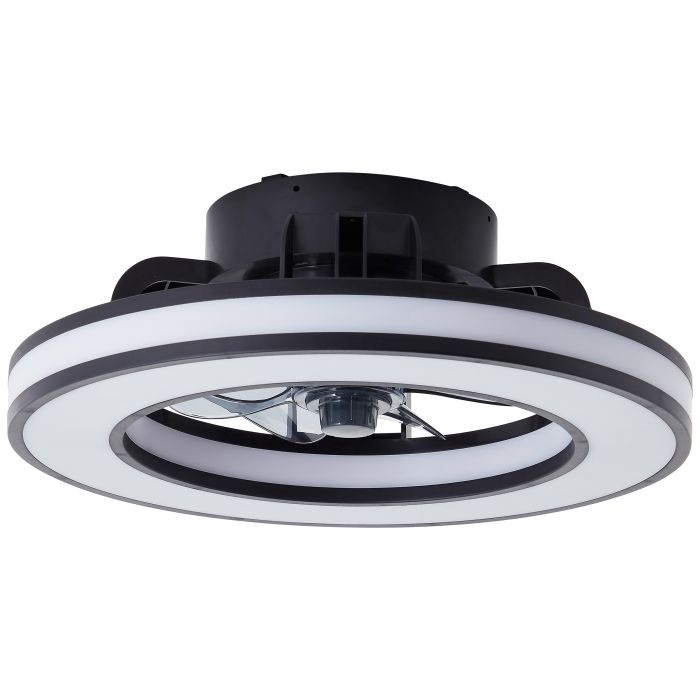 Moderne plafondventilator zwart, Yari, 26W, RGBW LED, met afstandsbediening