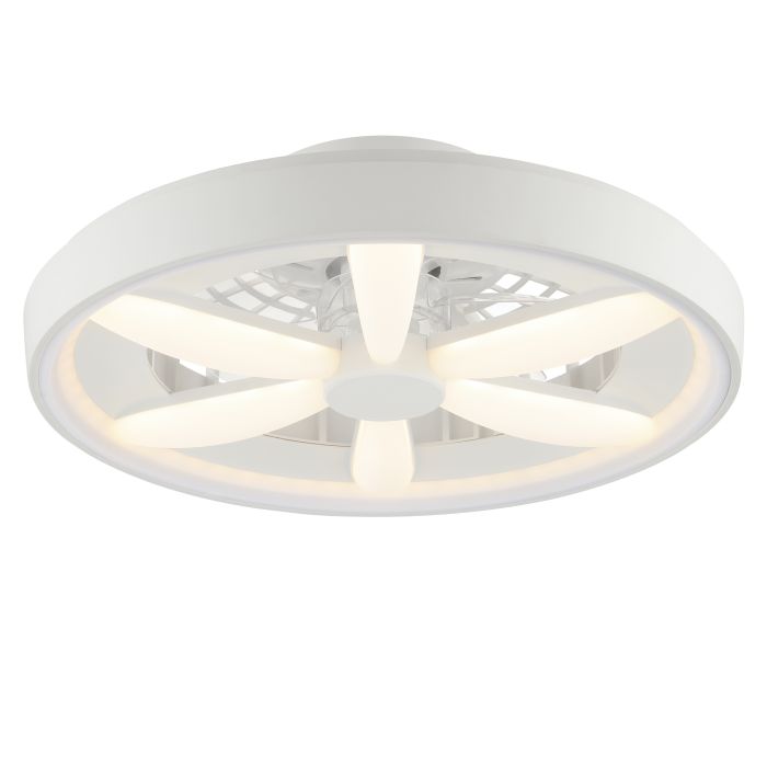 Kunststof plafondventilator wit, Roos, 48W, RGBW LED, met afstandsbediening
