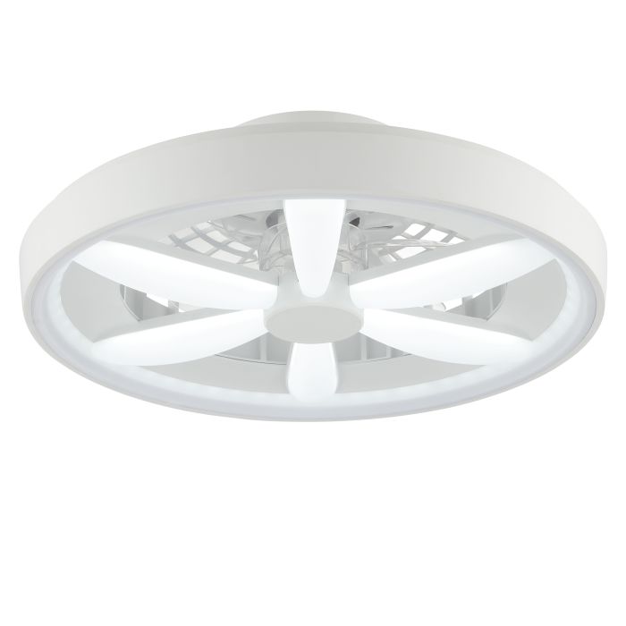 Kunststof plafondventilator wit, Roos, 48W, RGBW LED, met afstandsbediening