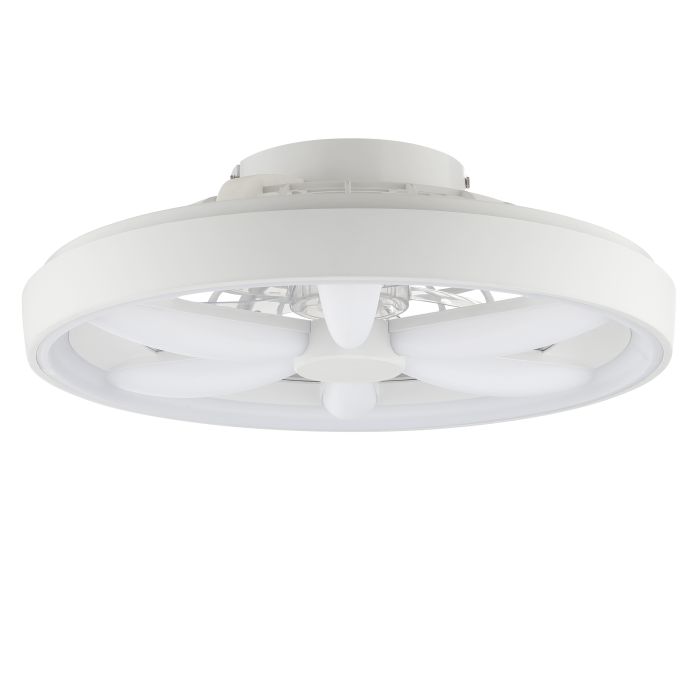 Kunststof plafondventilator wit, Roos, 48W, RGBW LED, met afstandsbediening