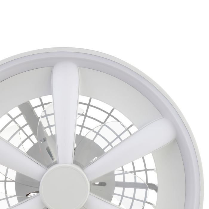 Kunststof plafondventilator wit, Roos, 48W, RGBW LED, met afstandsbediening