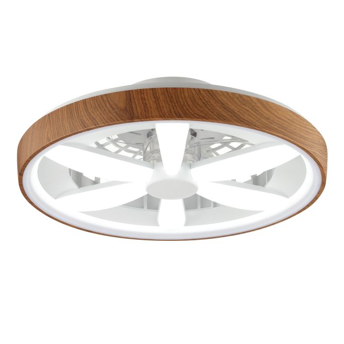 Kunststof plafondventilator hout, Roos, 48W, RGBW LED, met afstandsbediening
