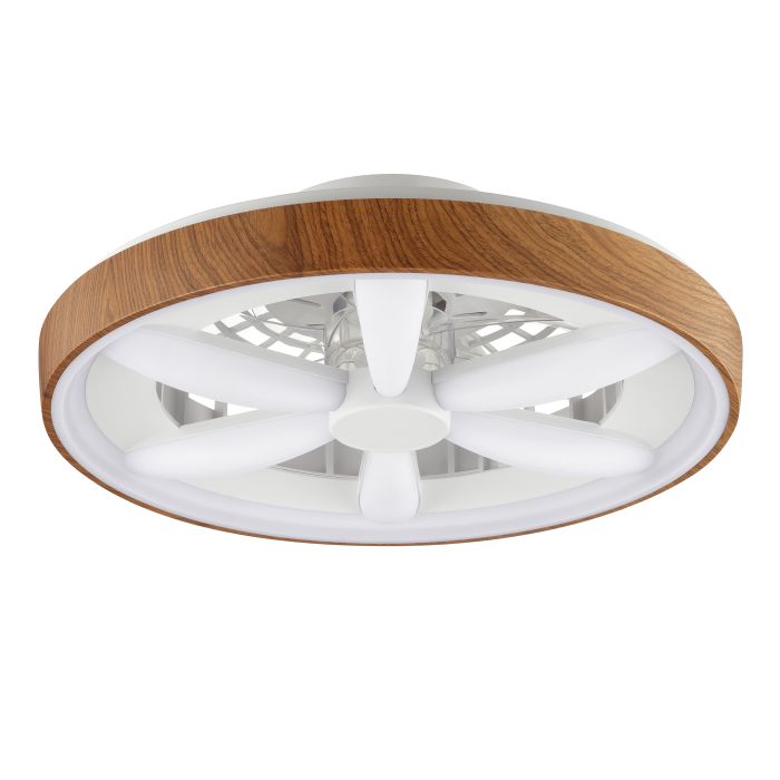 Kunststof plafondventilator hout, Roos, 48W, RGBW LED, met afstandsbediening