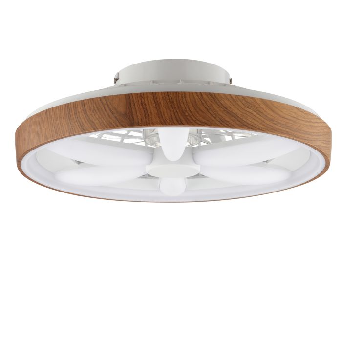 Kunststof plafondventilator hout, Roos, 48W, RGBW LED, met afstandsbediening